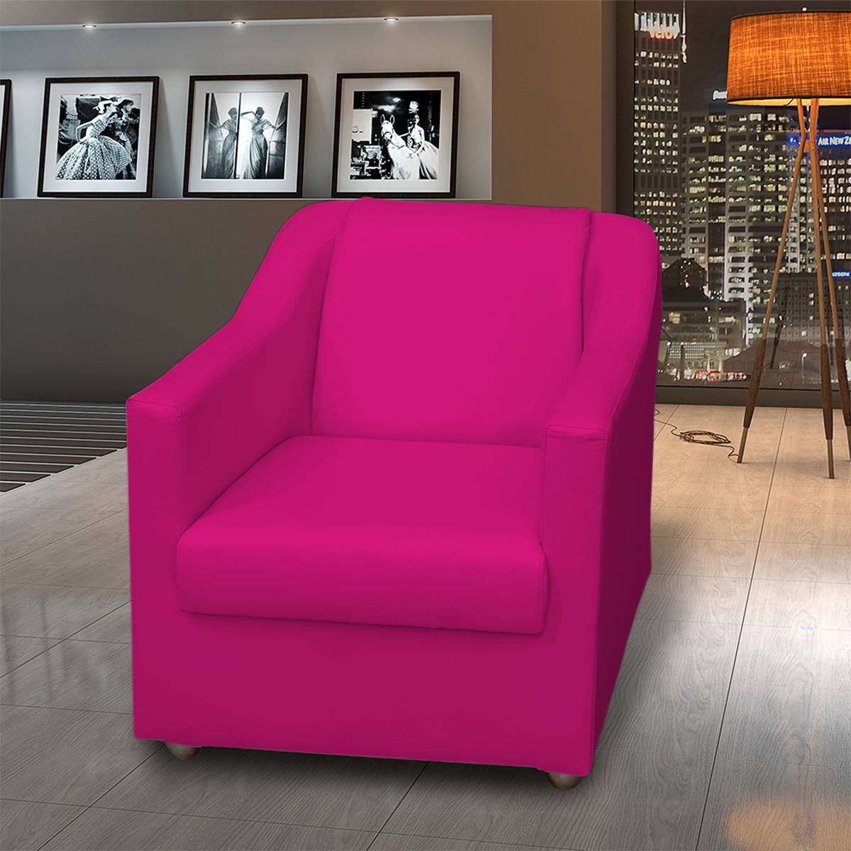 Poltrona Decorativa Para Sala Manicure Consultório Recepção Mila Corino Pink Pés De Plástico Cromado