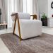 Poltrona Decorativa Para Sala Recepção Confortável Em Madeira Maciça Chloe Bouclé Premium Bege