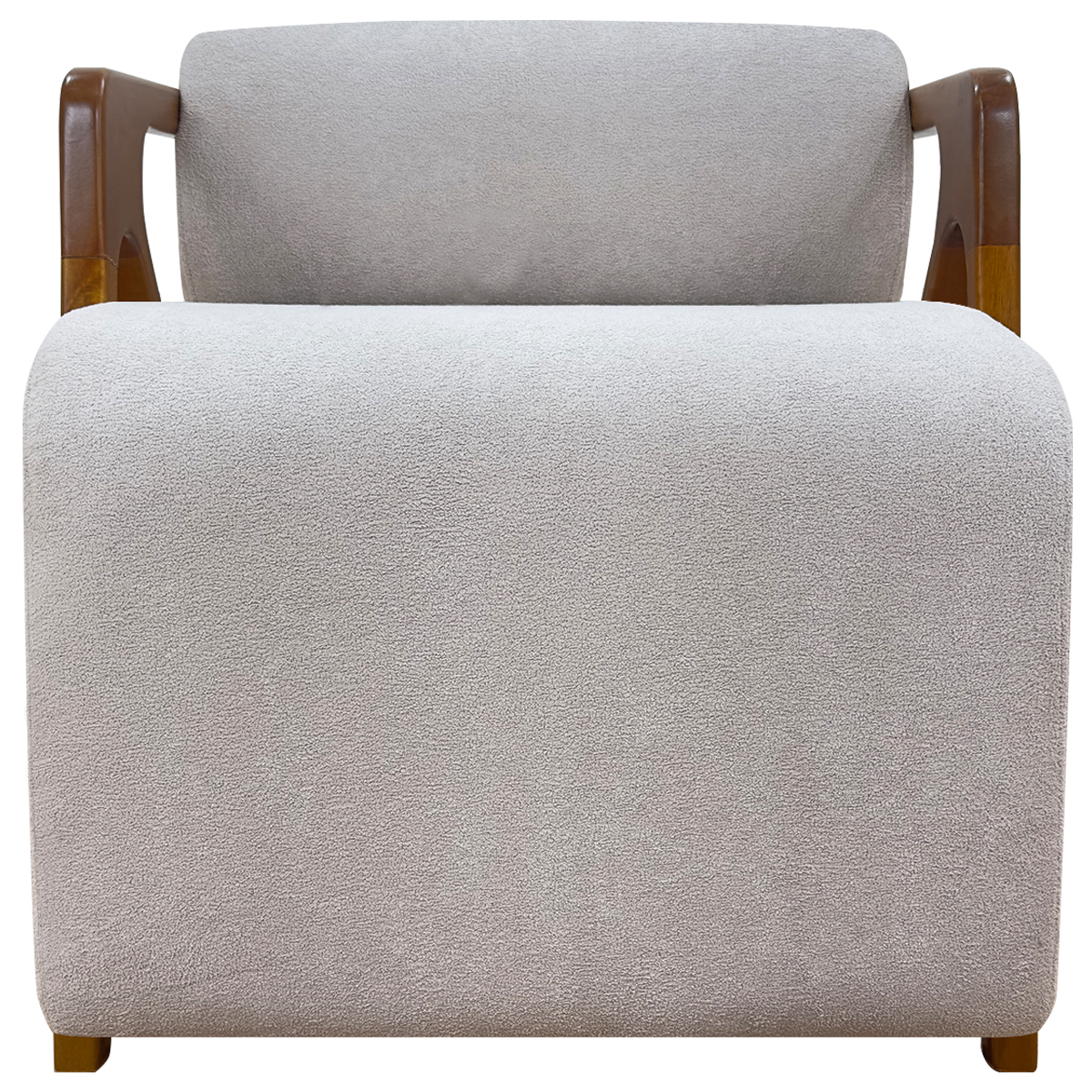 Poltrona Decorativa Para Sala Recepção Confortável Em Madeira Maciça Chloe Bouclé Premium Bege