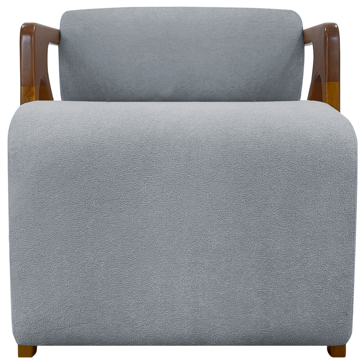 Poltrona Decorativa Para Sala Recepção Confortável Em Madeira Maciça Chloe Bouclé Premium Cinza