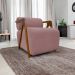 Poltrona Decorativa Para Sala Recepção Confortável Em Madeira Maciça Chloe Bouclé Premium Rosê