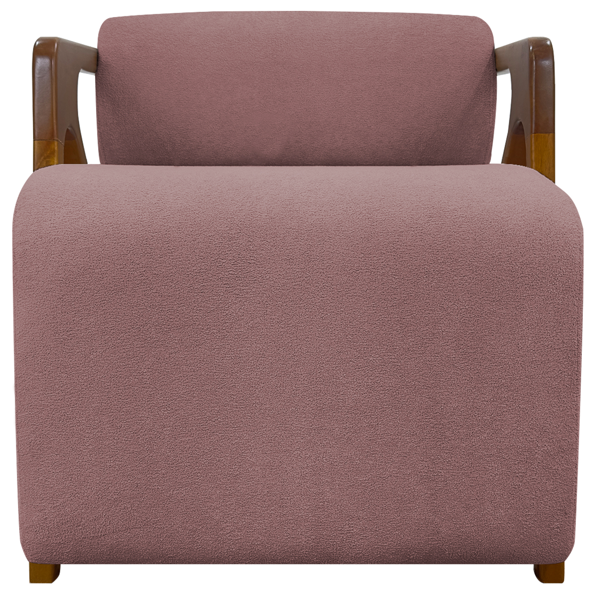 Poltrona Decorativa Para Sala Recepção Confortável Em Madeira Maciça Chloe Bouclé Premium Rosê