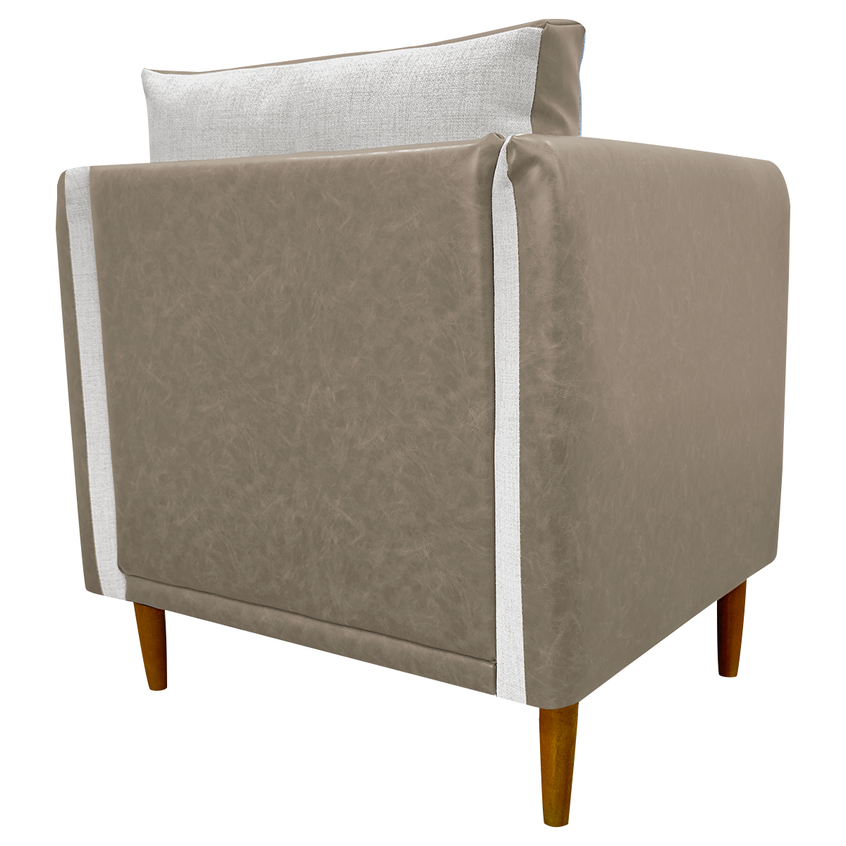 Poltrona Decorativa Para Sala Recepção Consultório Aviv Corino Caramelo e Linho Bege