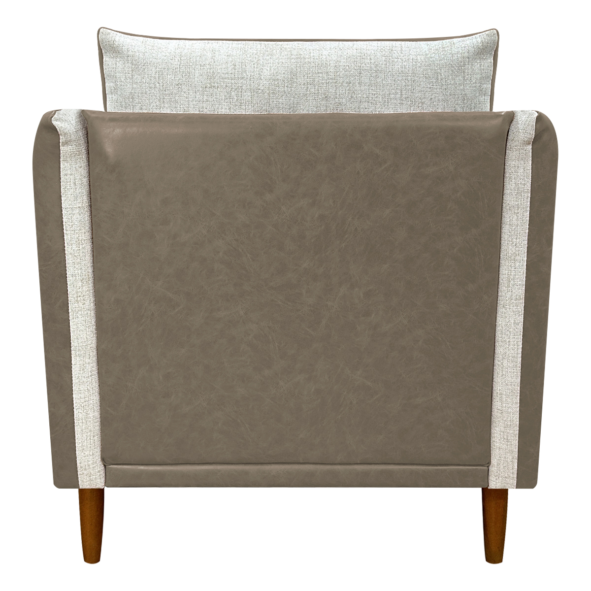 Poltrona Decorativa Para Sala Recepção Consultório Aviv Corino Caramelo e Linho Bege