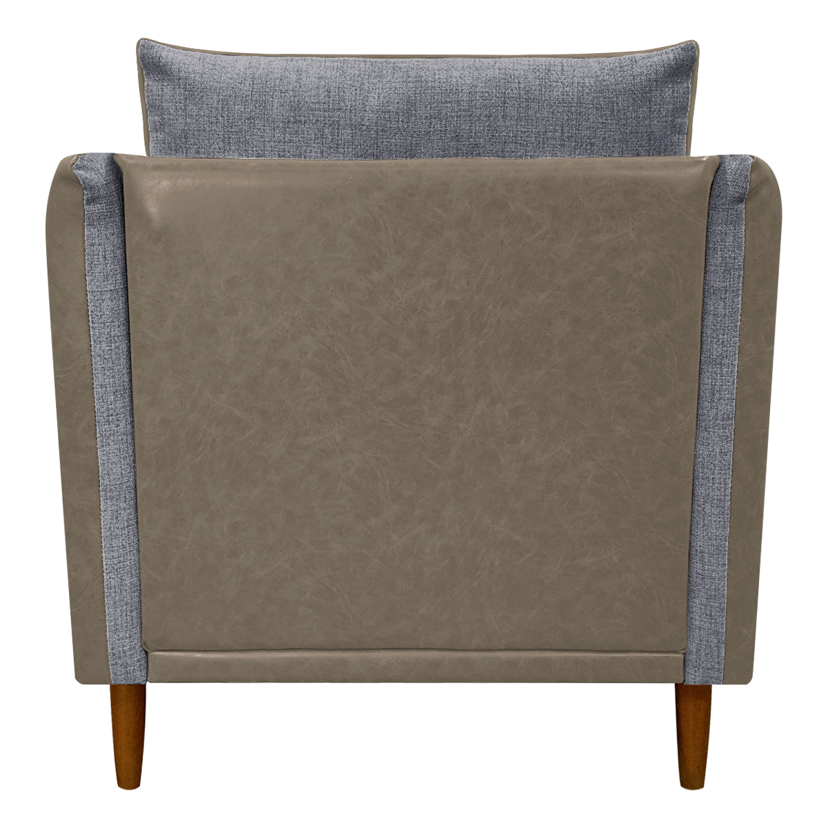 Poltrona Decorativa Para Sala Recepção Consultório Aviv Corino Caramelo e Linho Cinza