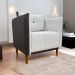 Poltrona Decorativa Para Sala Recepção Consultório Aviv Corino Marrom e Linho Bege