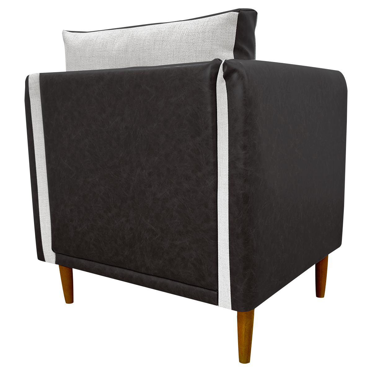 Poltrona Decorativa Para Sala Recepção Consultório Aviv Corino Marrom e Linho Bege