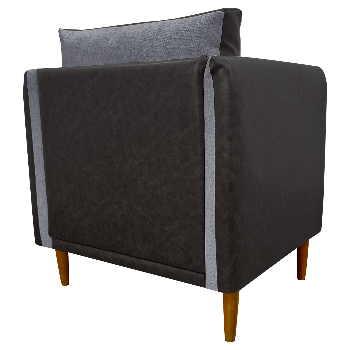 Poltrona Decorativa Para Sala Recepção Consultório Aviv Corino Marrom e Linho Cinza