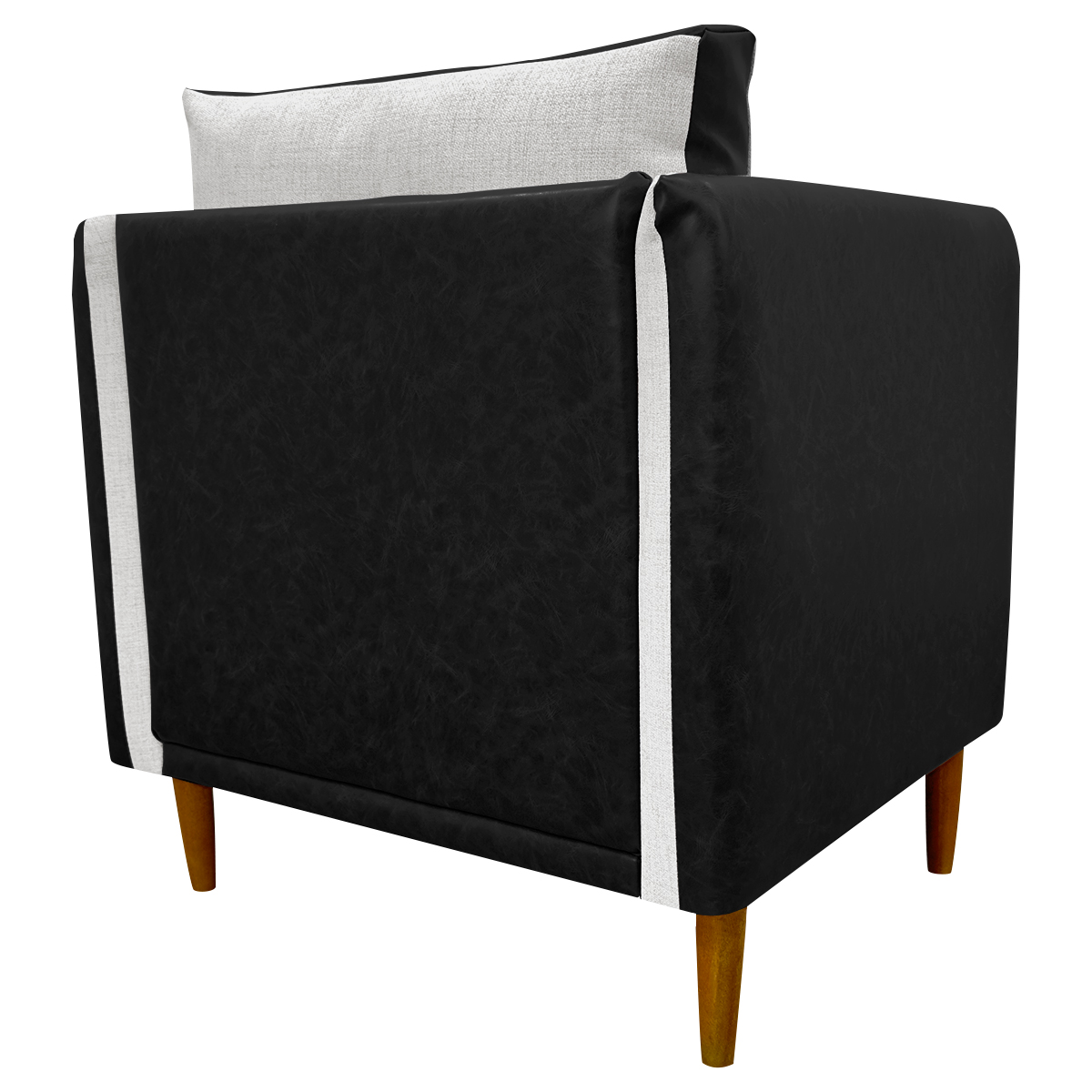 Poltrona Decorativa Para Sala Recepção Consultório Aviv Corino Preto e Linho Bege