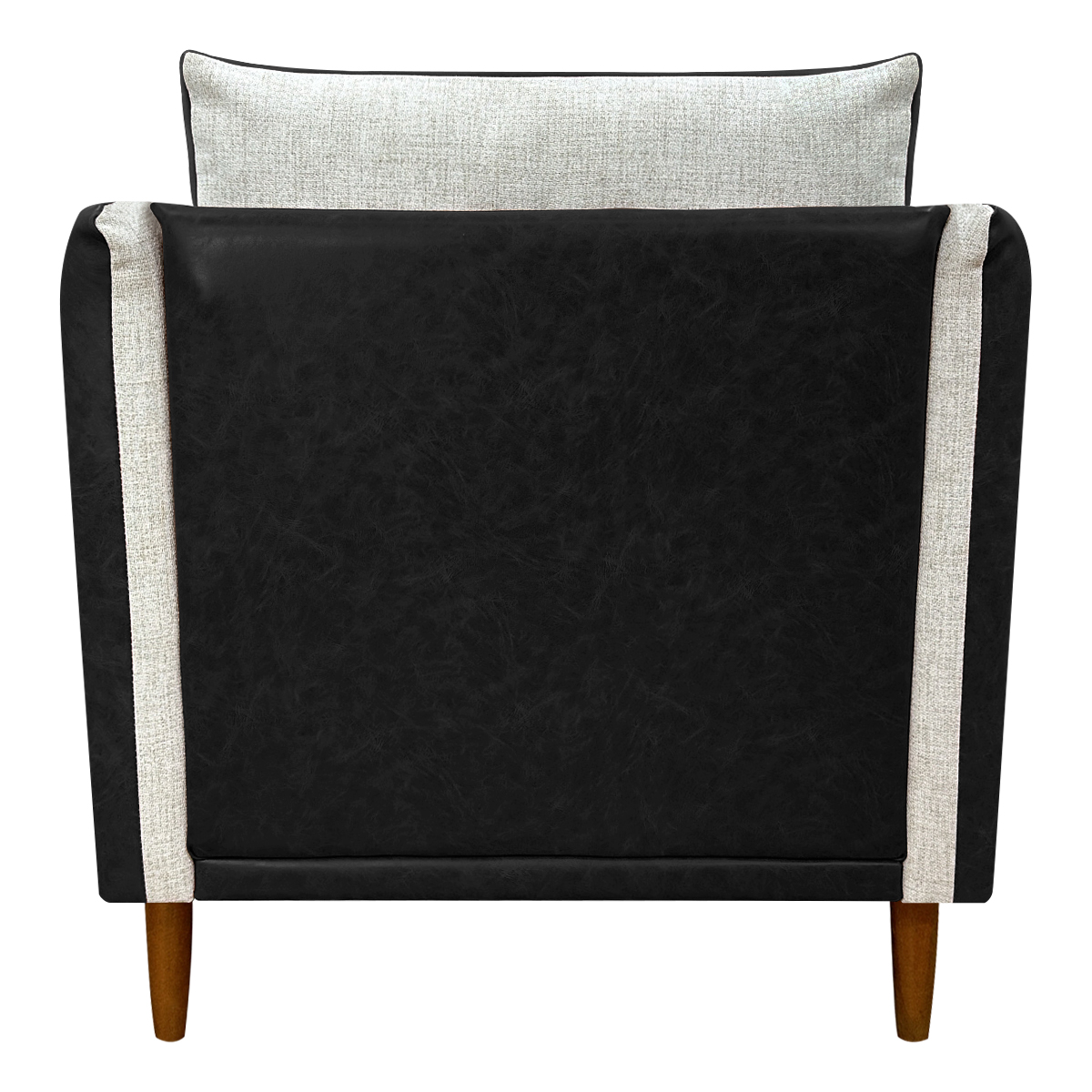Poltrona Decorativa Para Sala Recepção Consultório Aviv Corino Preto e Linho Bege