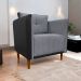 Poltrona Decorativa Para Sala Recepção Consultório Aviv Corino Preto e Linho Cinza