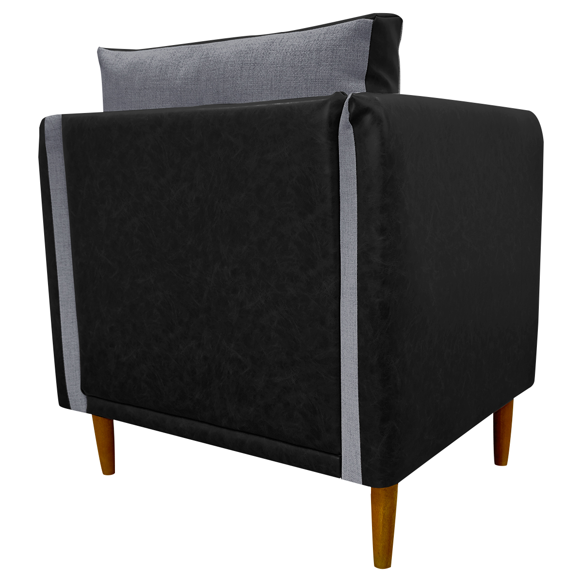 Poltrona Decorativa Para Sala Recepção Consultório Aviv Corino Preto e Linho Cinza