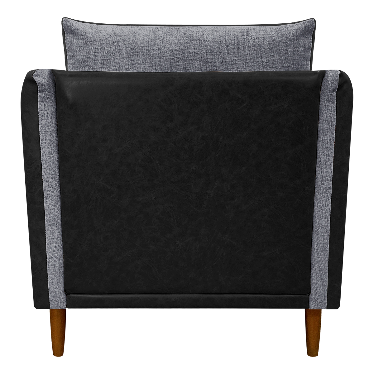 Poltrona Decorativa Para Sala Recepção Consultório Aviv Corino Preto e Linho Cinza
