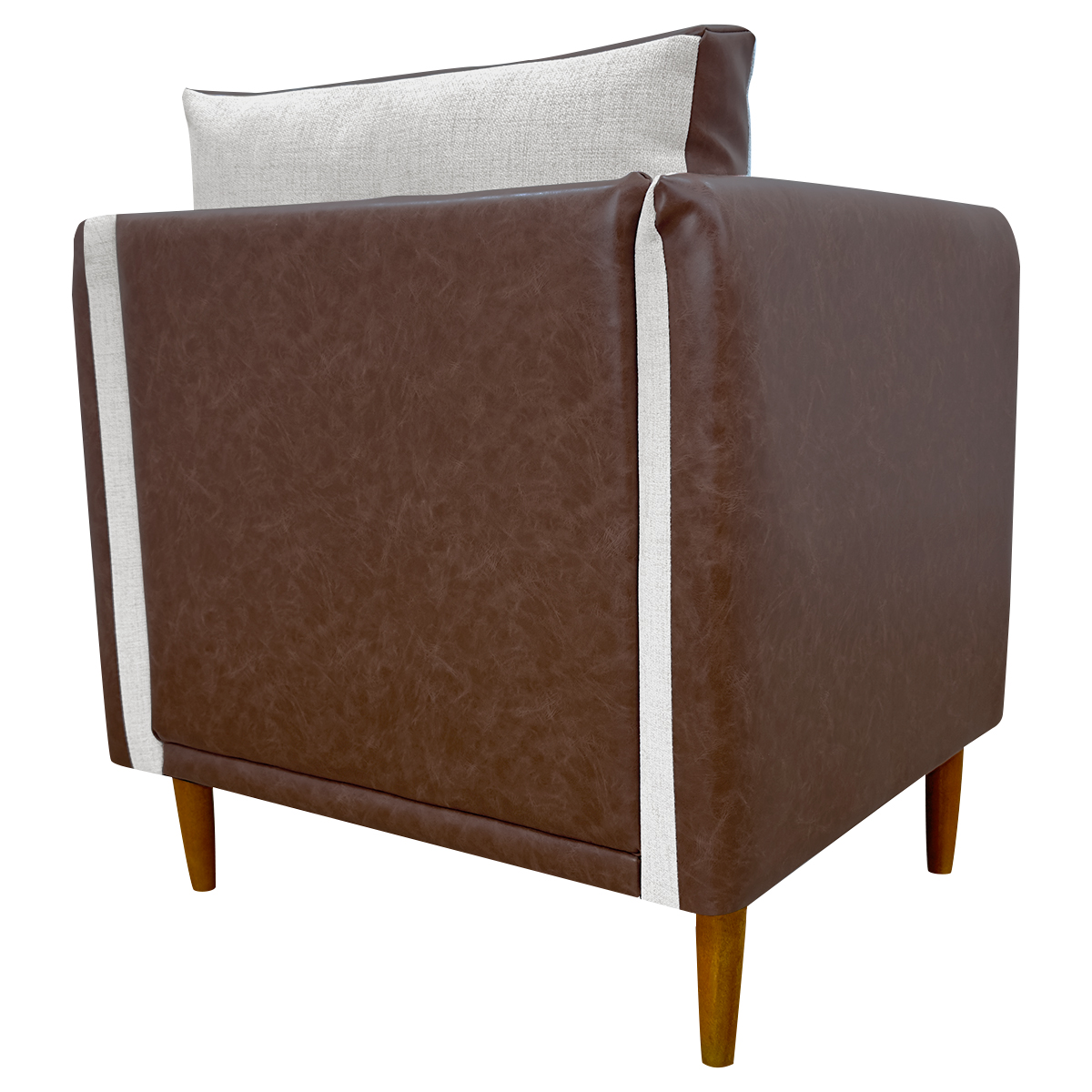 Poltrona Decorativa Para Sala Recepção Consultório Aviv Corino Terracota e Linho Bege