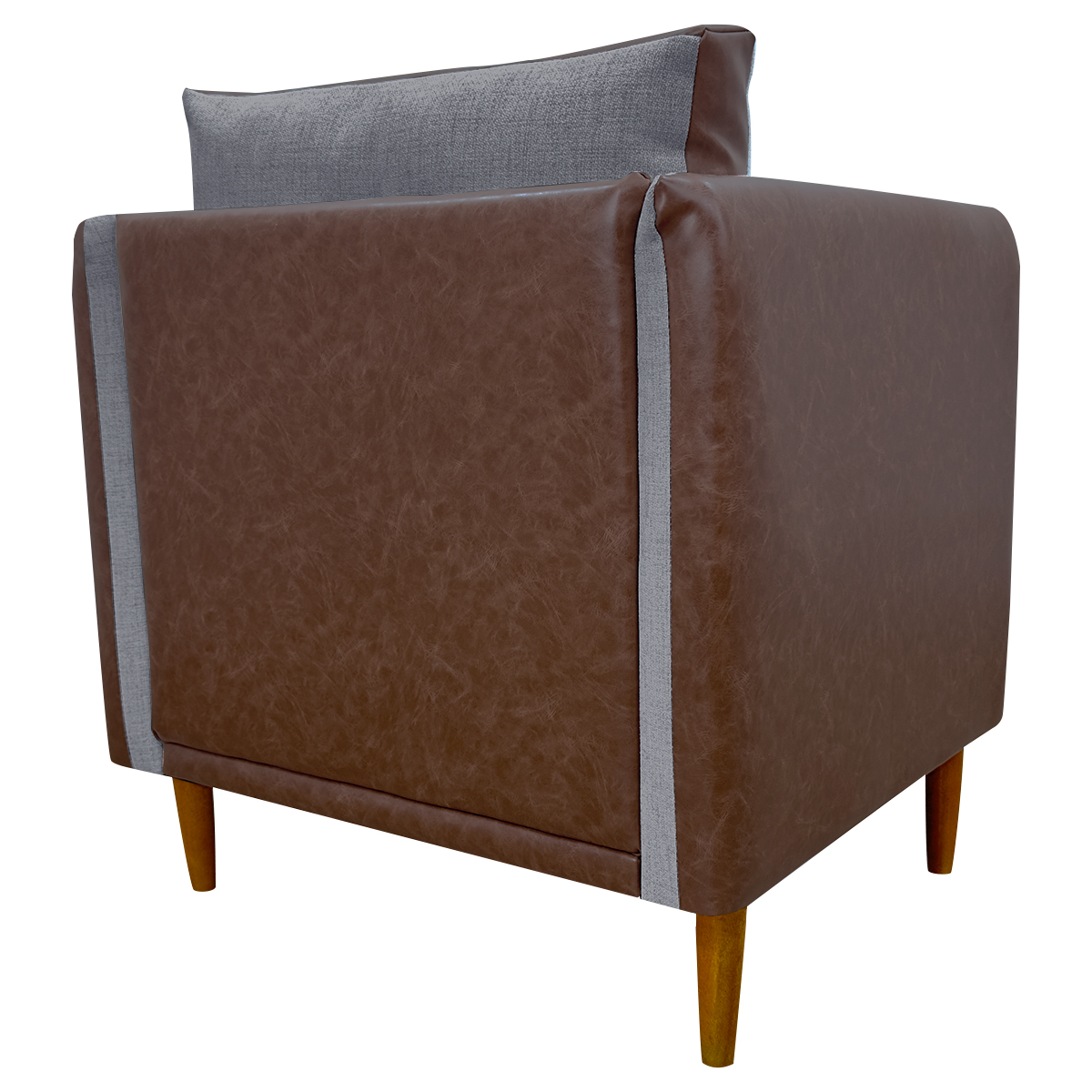 Poltrona Decorativa Para Sala Recepção Consultório Aviv Corino Terracota e Linho Cinza