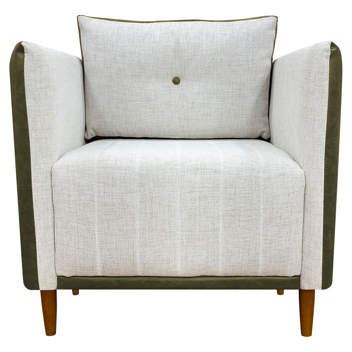 Poltrona Decorativa Para Sala Recepção Consultório Aviv Corino Verde e Linho Bege