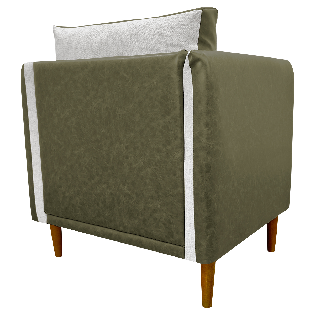 Poltrona Decorativa Para Sala Recepção Consultório Aviv Corino Verde e Linho Bege