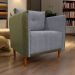 Poltrona Decorativa Para Sala Recepção Consultório Aviv Corino Verde e Linho Cinza