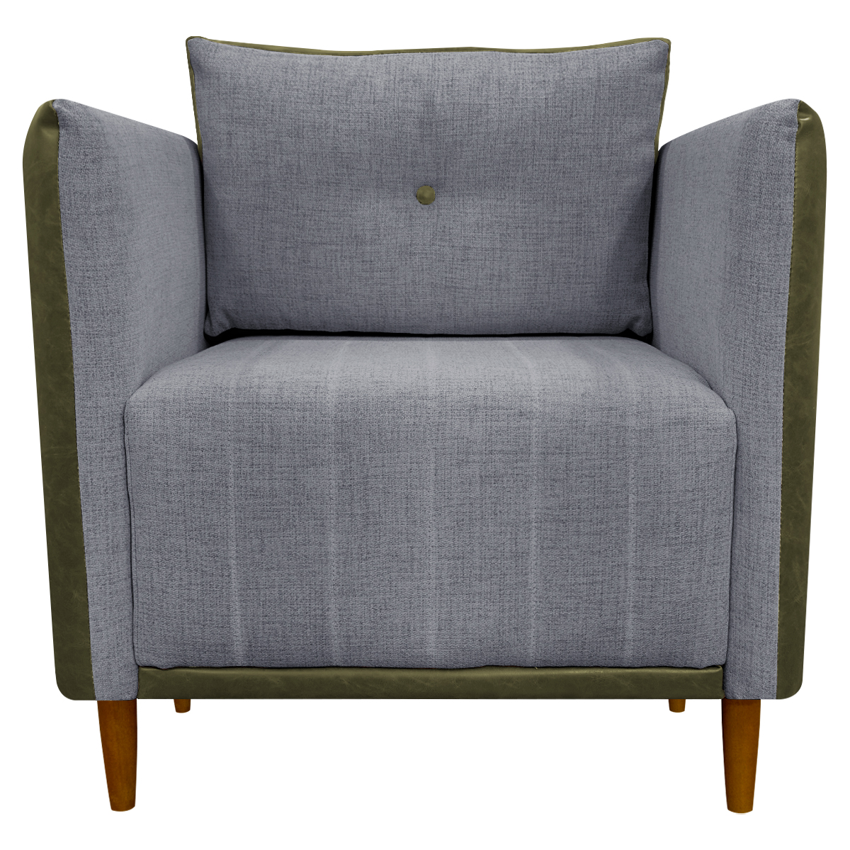 Poltrona Decorativa Para Sala Recepção Consultório Aviv Corino Verde e Linho Cinza