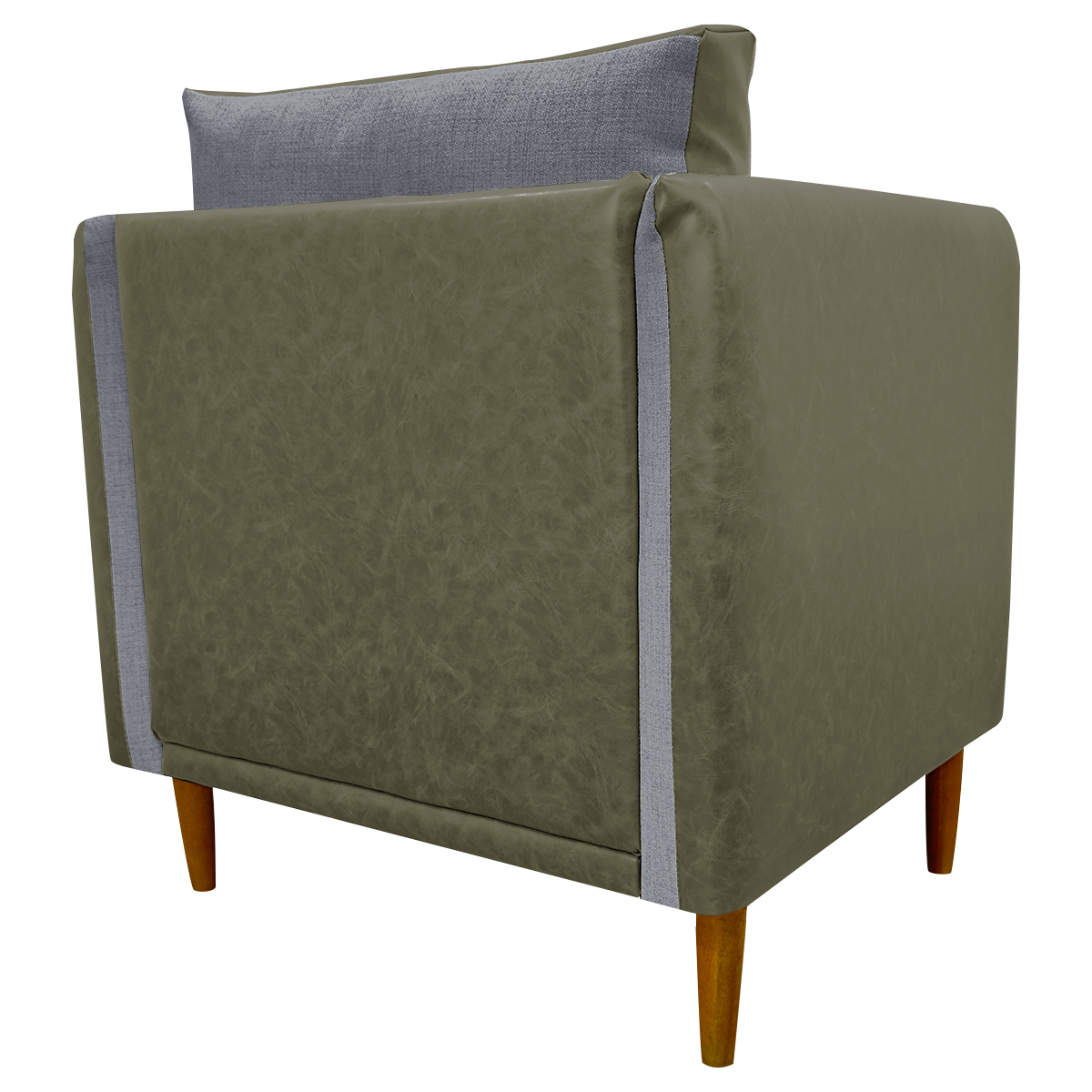 Poltrona Decorativa Para Sala Recepção Consultório Aviv Corino Verde e Linho Cinza