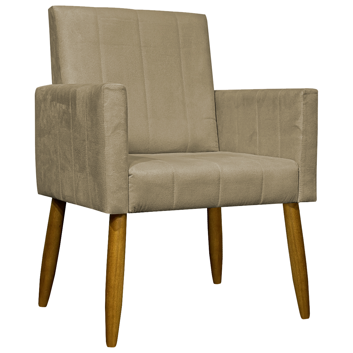 Poltrona Decorativa Para Sala Recepção Consultório Escritório Mari Suede Nude