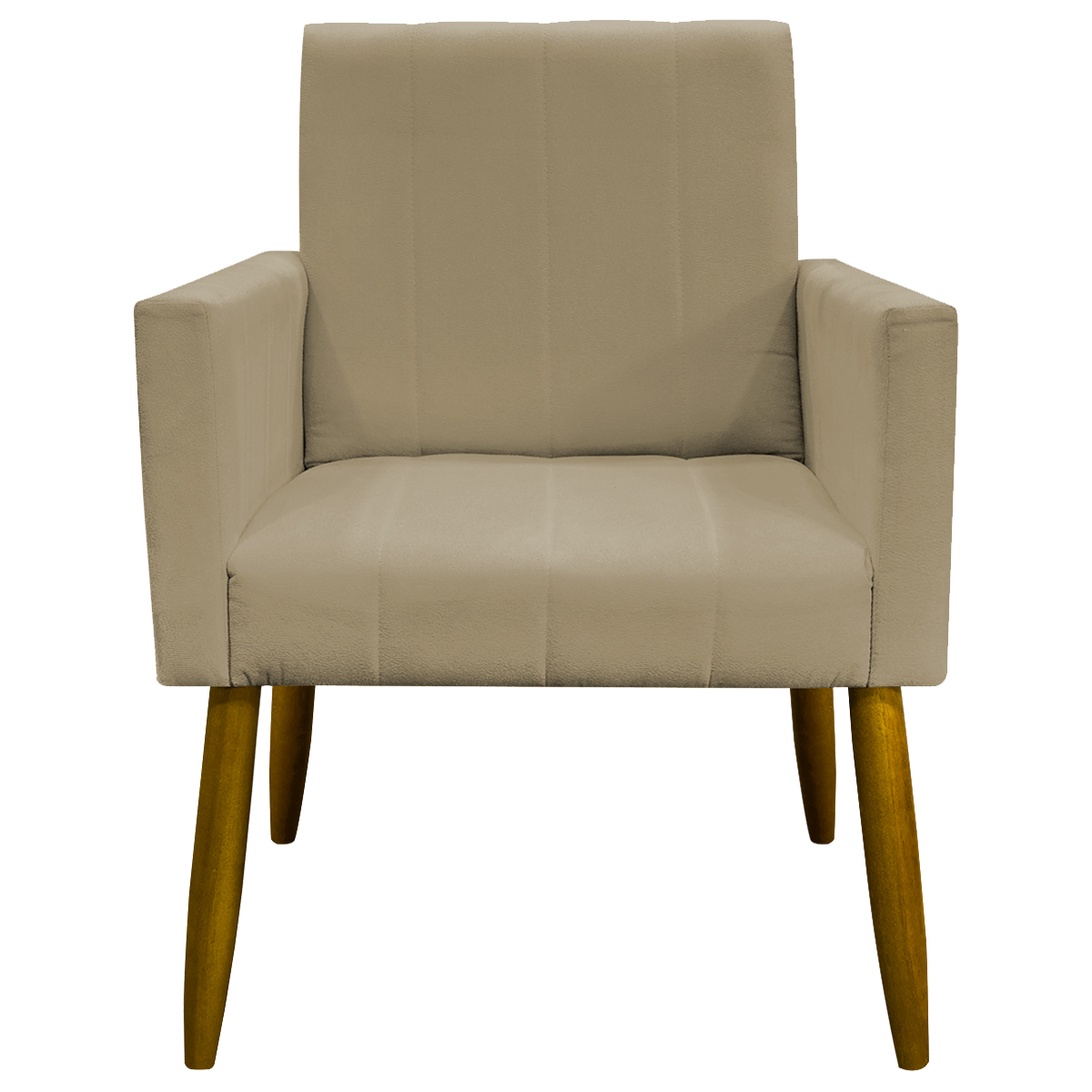 Poltrona Decorativa Para Sala Recepção Consultório Escritório Mari Suede Nude