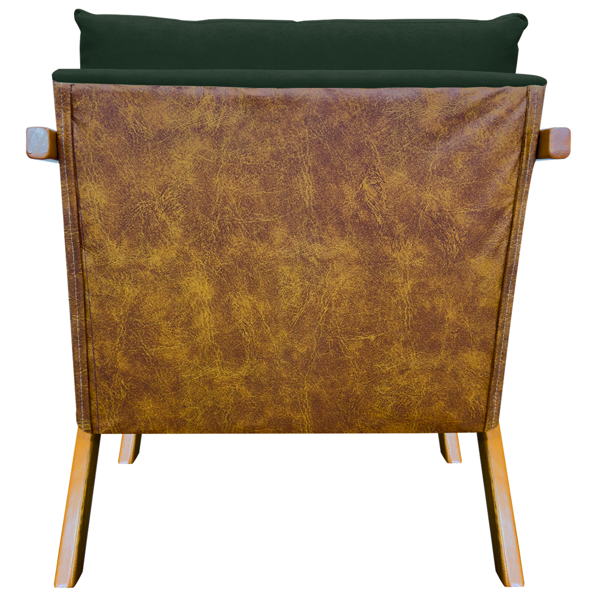 Poltrona Decorativa Para Sala Recepção Consultório Laura Corino Peroba e Linho Verde Pé Castanho