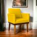 Poltrona Decorativa Para Sala Recepção Escritório Divine Base Reforçada De Madeira Suede Amarelo