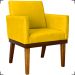Poltrona Decorativa Para Sala Recepção Escritório Divine Base Reforçada De Madeira Suede Amarelo