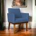 Poltrona Decorativa Para Sala Recepção Escritório Divine Base Reforçada De Madeira Suede Azul Marinho