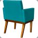 Poltrona Decorativa Para Sala Recepção Escritório Divine Base Reforçada De Madeira Suede Azul Turquesa
