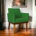 Poltrona Decorativa Para Sala Recepção Escritório Divine Base Reforçada De Madeira Suede Verde