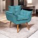 Poltrona Decorativa Para Sala Recepção Manicure Confortável Alice Suede Azul Turquesa Pés Trapézio