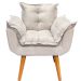 Poltrona Decorativa Para Sala Recepção Manicure Confortável Alice Suede Bege Pés Trapézio