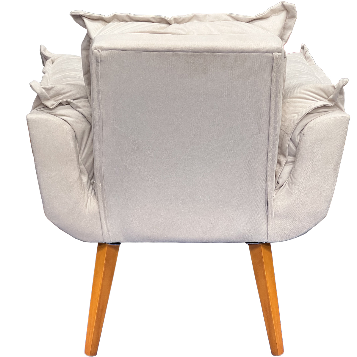 Poltrona Decorativa Para Sala Recepção Manicure Confortável Alice Suede Bege Pés Trapézio