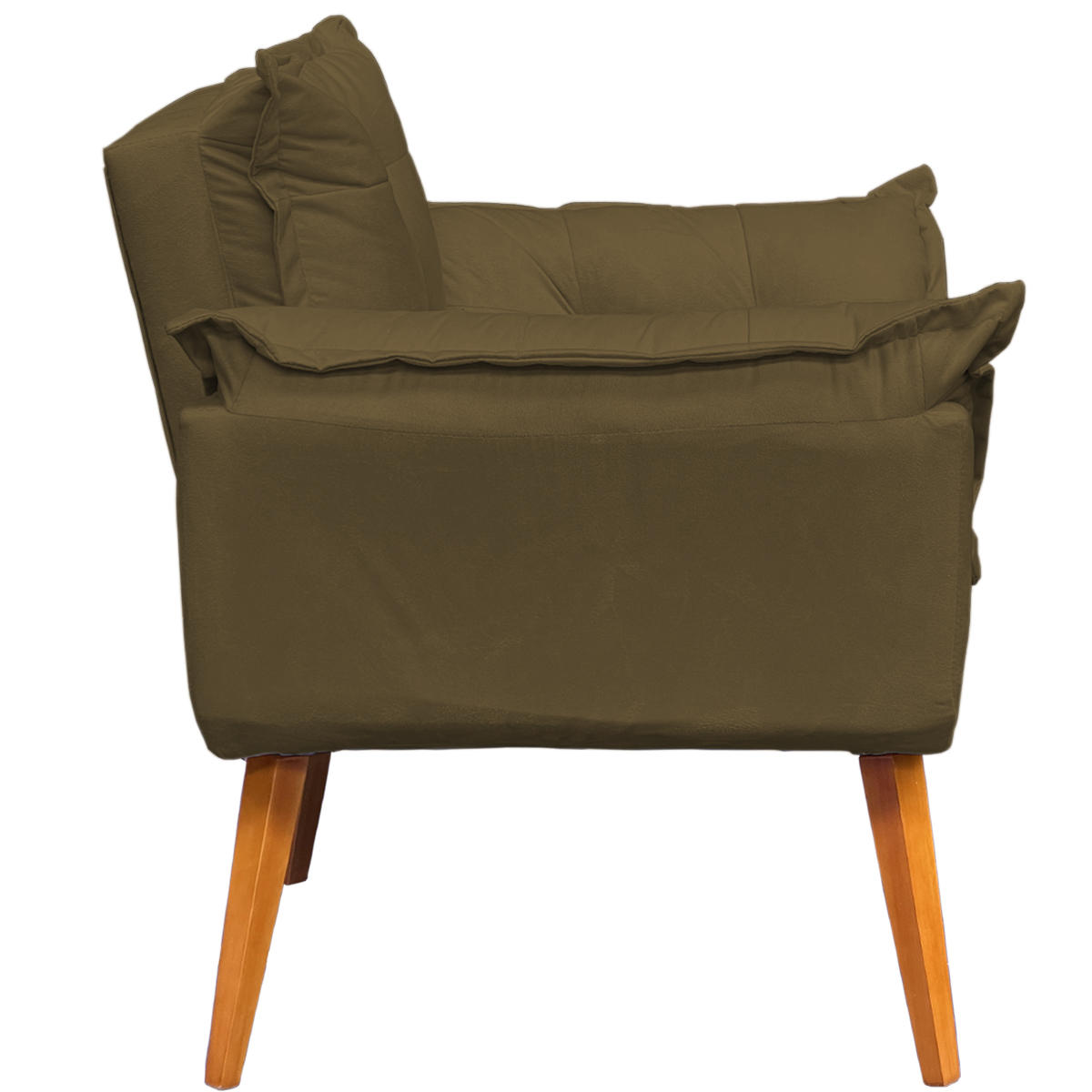 Poltrona Decorativa Para Sala Recepção Manicure Confortável Alice Suede Marrom Pés Trapézio