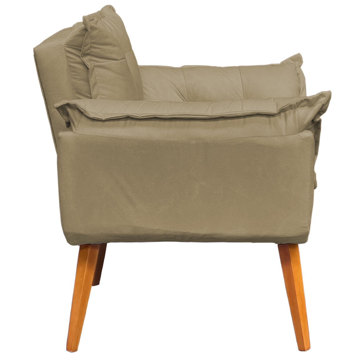 Poltrona Decorativa Para Sala Recepção Manicure Confortável Alice Suede Nude Pés Trapézio
