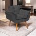Poltrona Decorativa Para Sala Recepção Manicure Confortável Alice Suede Preto Pés Trapézio