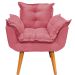 Poltrona Decorativa Para Sala Recepção Manicure Confortável Alice Suede Rosê Pés Trapézio