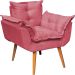 Poltrona Decorativa Para Sala Recepção Manicure Confortável Alice Suede Rosê Pés Trapézio