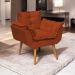 Poltrona Decorativa Para Sala Recepção Manicure Confortável Alice Suede Terracota Pés Trapézio