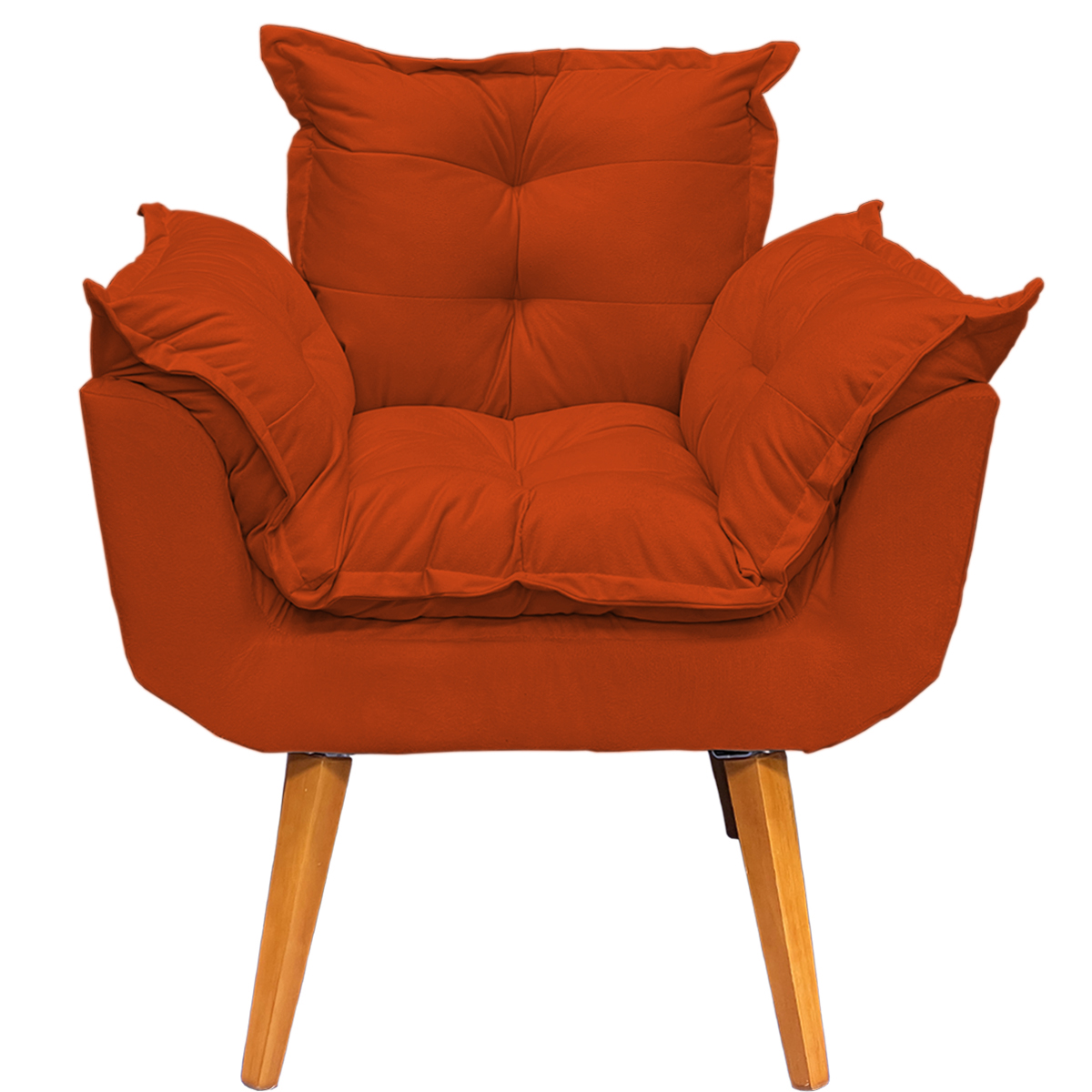 Poltrona Decorativa Para Sala Recepção Manicure Confortável Alice Suede Terracota Pés Trapézio