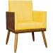 Poltrona Decorativa Para Sala Recepção Manicure Consultório Cadeira Lis Corino Peroba e Suede Amarelo