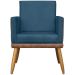 Poltrona Decorativa Para Sala Recepção Manicure Consultório Cadeira Lis Corino Peroba e Suede Azul Marinho