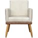 Poltrona Decorativa Para Sala Recepção Manicure Consultório Cadeira Lis Corino Peroba e Suede Bege