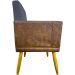Poltrona Decorativa Para Sala Recepção Manicure Consultório Cadeira Lis Corino Peroba e Suede Cinza