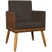 Poltrona Decorativa Para Sala Recepção Manicure Consultório Cadeira Lis Corino Peroba e Suede Marrom