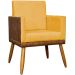 Poltrona Decorativa Para Sala Recepção Manicure Consultório Cadeira Lis Corino Peroba e Suede Mostarda