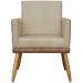 Poltrona Decorativa Para Sala Recepção Manicure Consultório Cadeira Lis Corino Peroba e Suede Nude