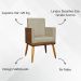 Poltrona Decorativa Para Sala Recepção Manicure Consultório Cadeira Lis Corino Peroba e Suede Nude